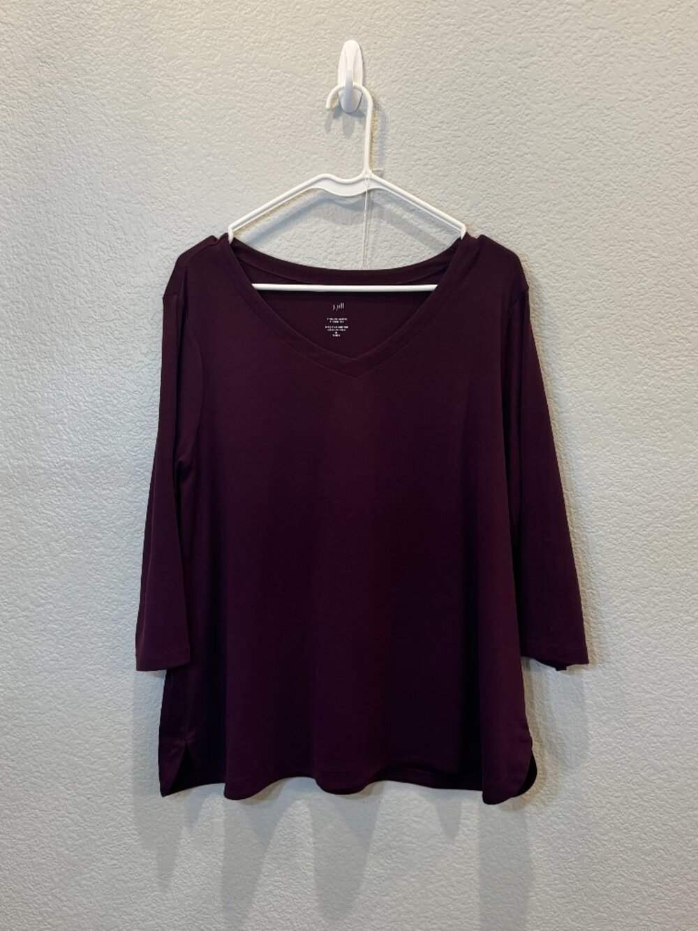 J.Jill Burgandy 3/4 Length Sleeve Shirt